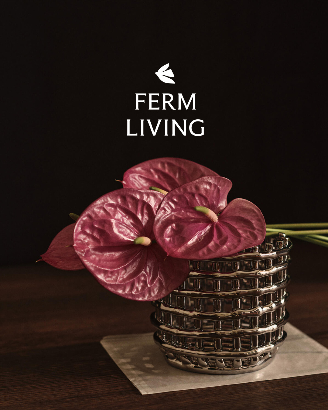 Ferm Living(ファームリビング) セラミックバスケット スモール シルバー